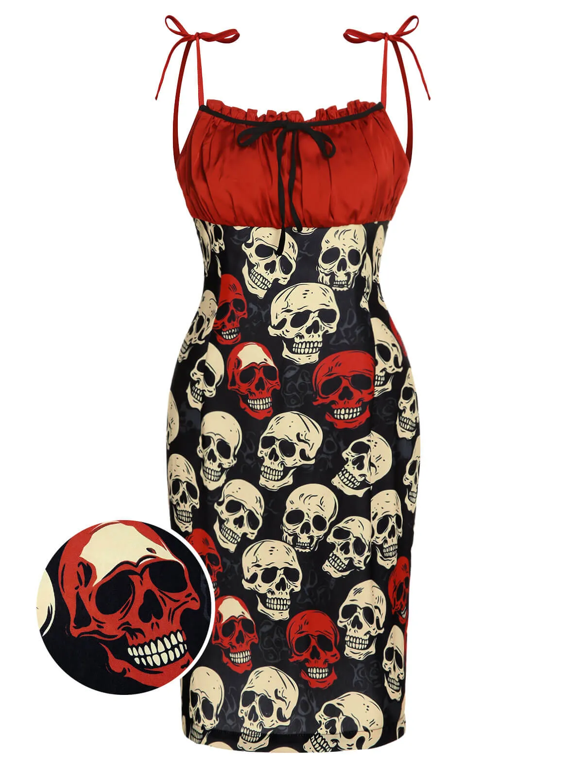 Red 1960s Halloween Skull Strap Dress sold by Retro Stage product image thumbnail 2