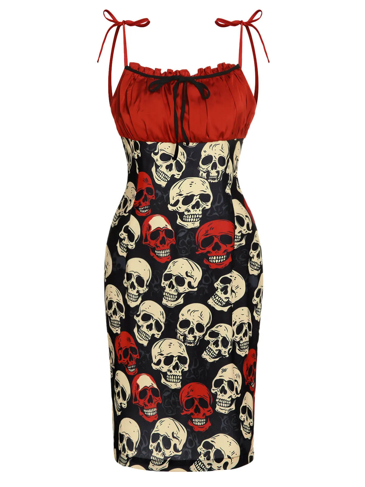 Red 1960s Halloween Skull Strap Dress sold by Retro Stage product image thumbnail 3