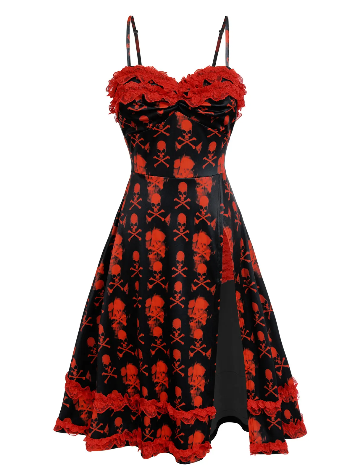 Black 1950s Skull Lace Strap Dress sold by Retro Stage product image thumbnail 2
