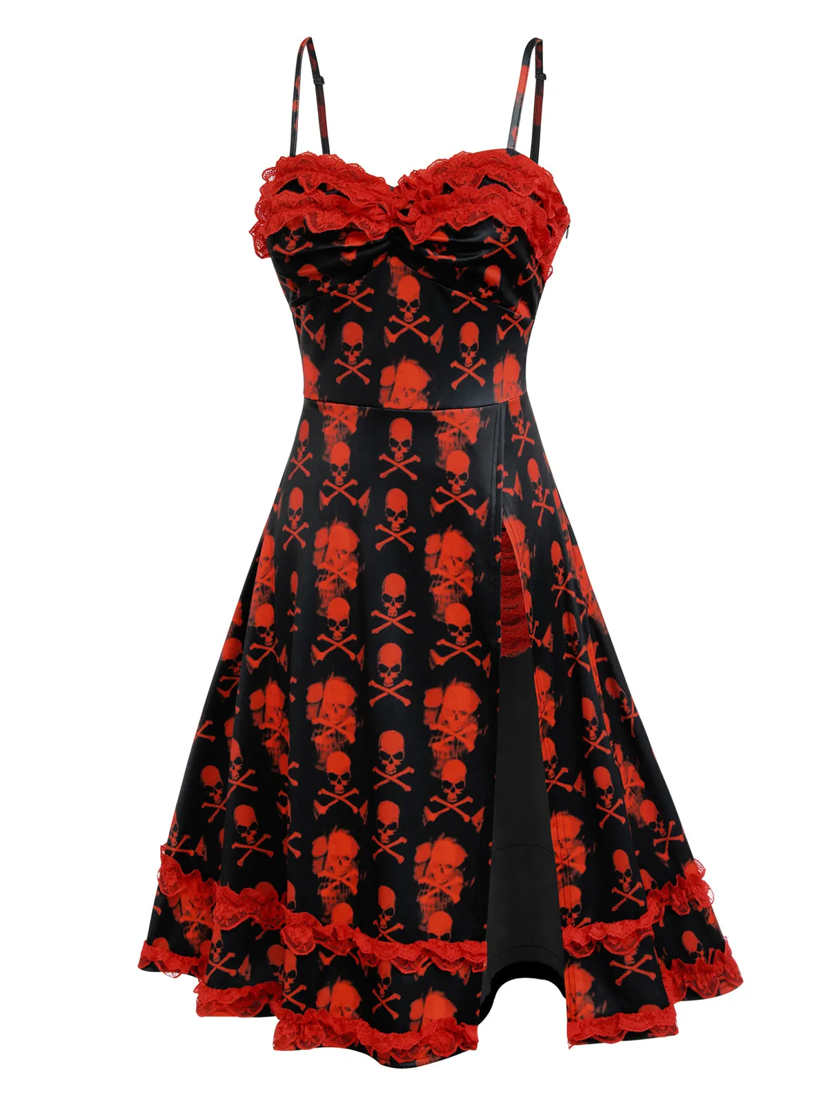 Black 1950s Skull Lace Strap Dress sold by Retro Stage product image thumbnail 3