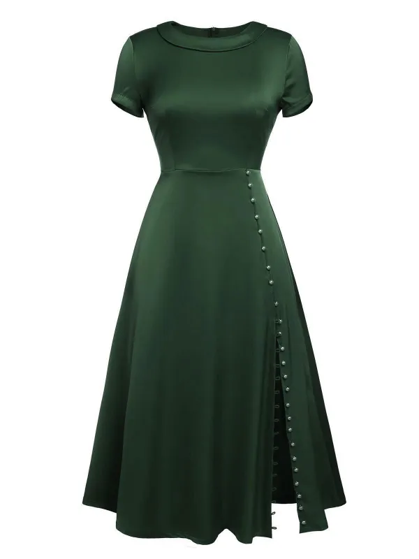 1940s Pearl Buttons Solid Darlene Dress made by Retro Stage