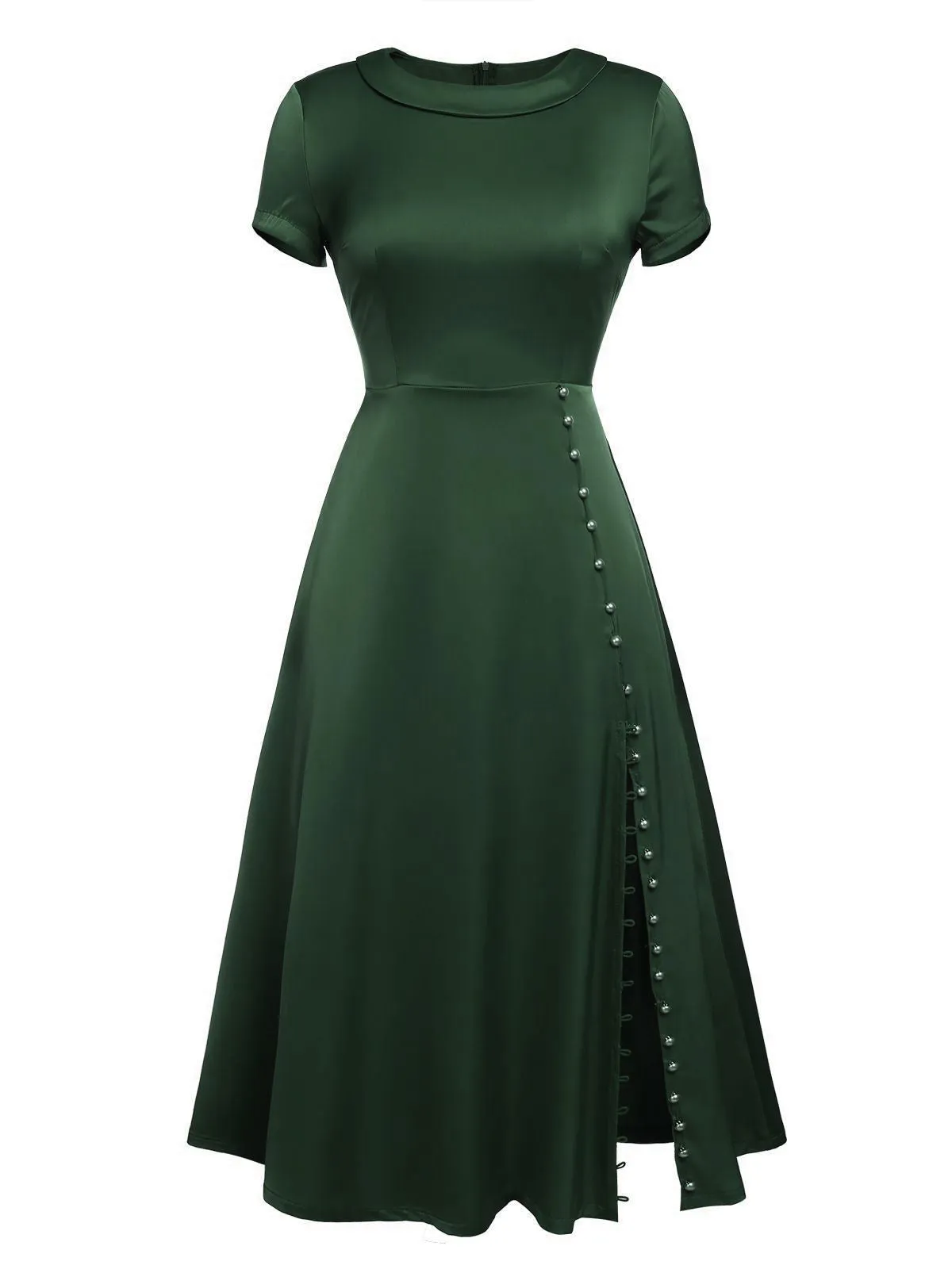 1940s Pearl Buttons Solid Darlene Dress sold by Retro Stage