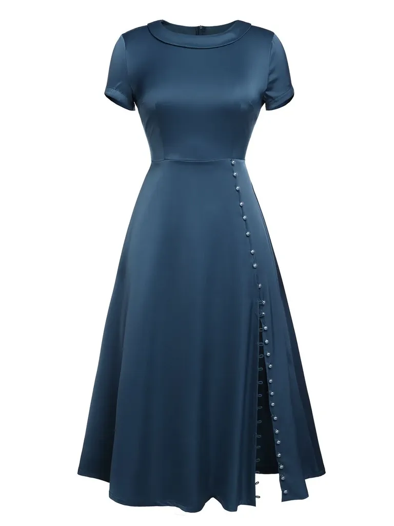 1940s Pearl Buttons Solid Darlene Dress sold by Retro Stage product image thumbnail 4