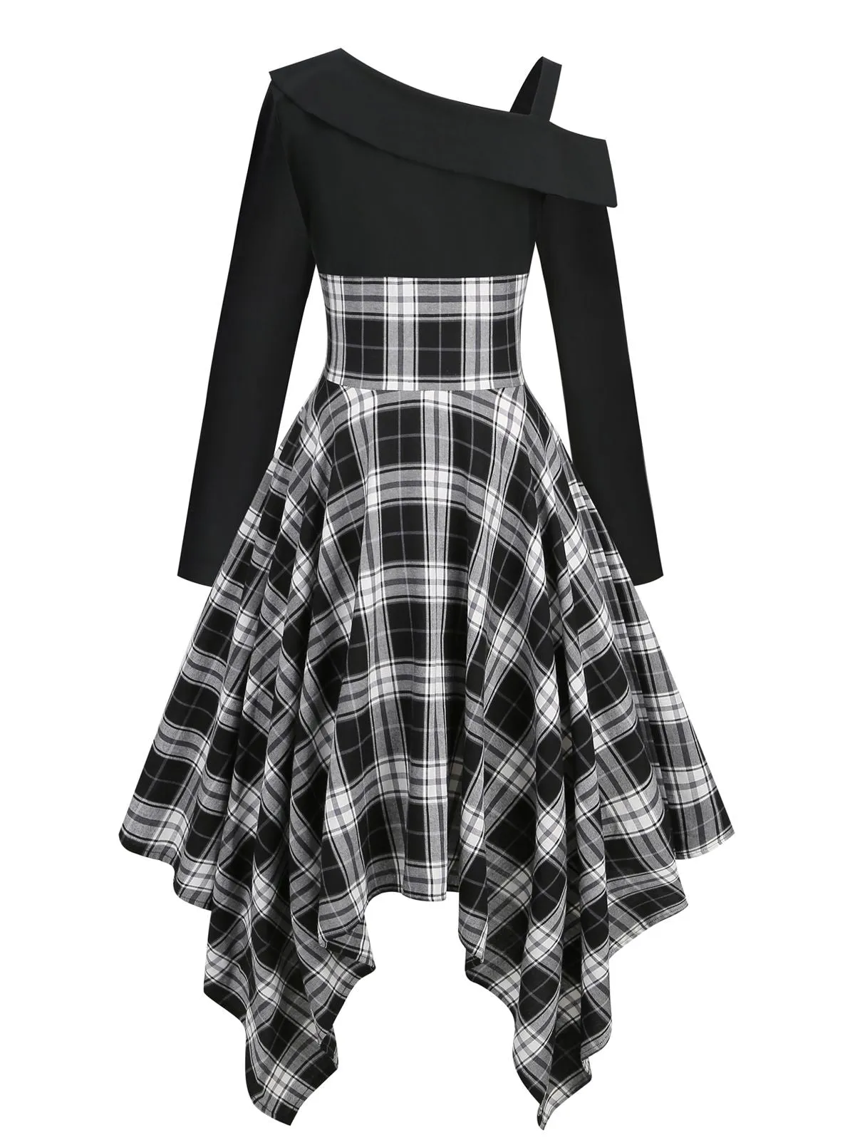 1950s Long Sleeve Patchwork Swing Dress sold by Retro Stage product image thumbnail 4