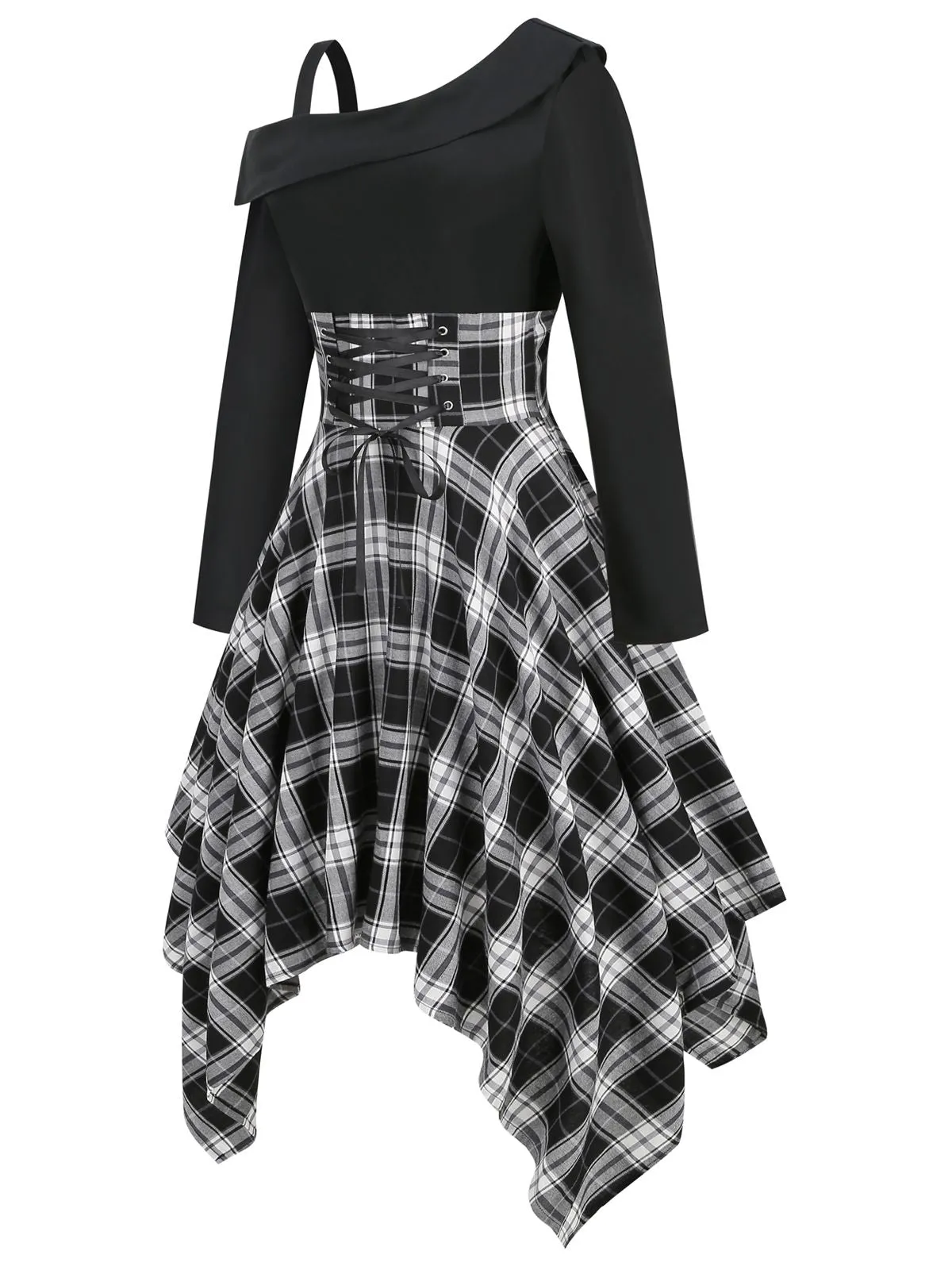 1950s Long Sleeve Patchwork Swing Dress sold by Retro Stage product image thumbnail 3