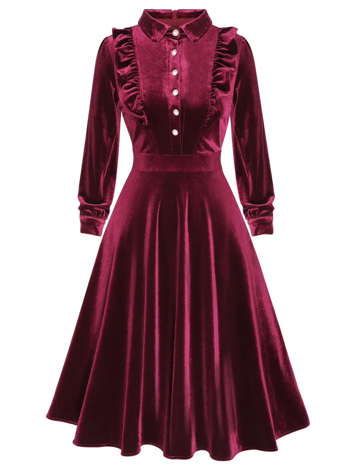 1950s Long Seelve Velvet Swing Dress sold by Retro Stage