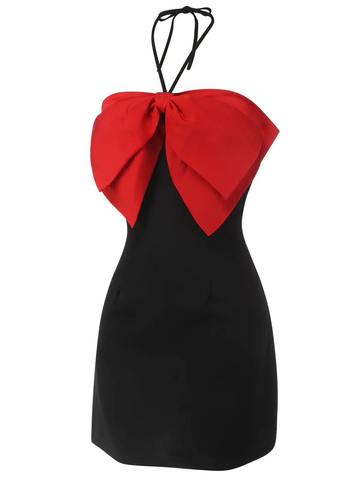 Black&Red 1960s Bow-knot Patchwork Wrap Dress sold by Retro Stage product image thumbnail 3