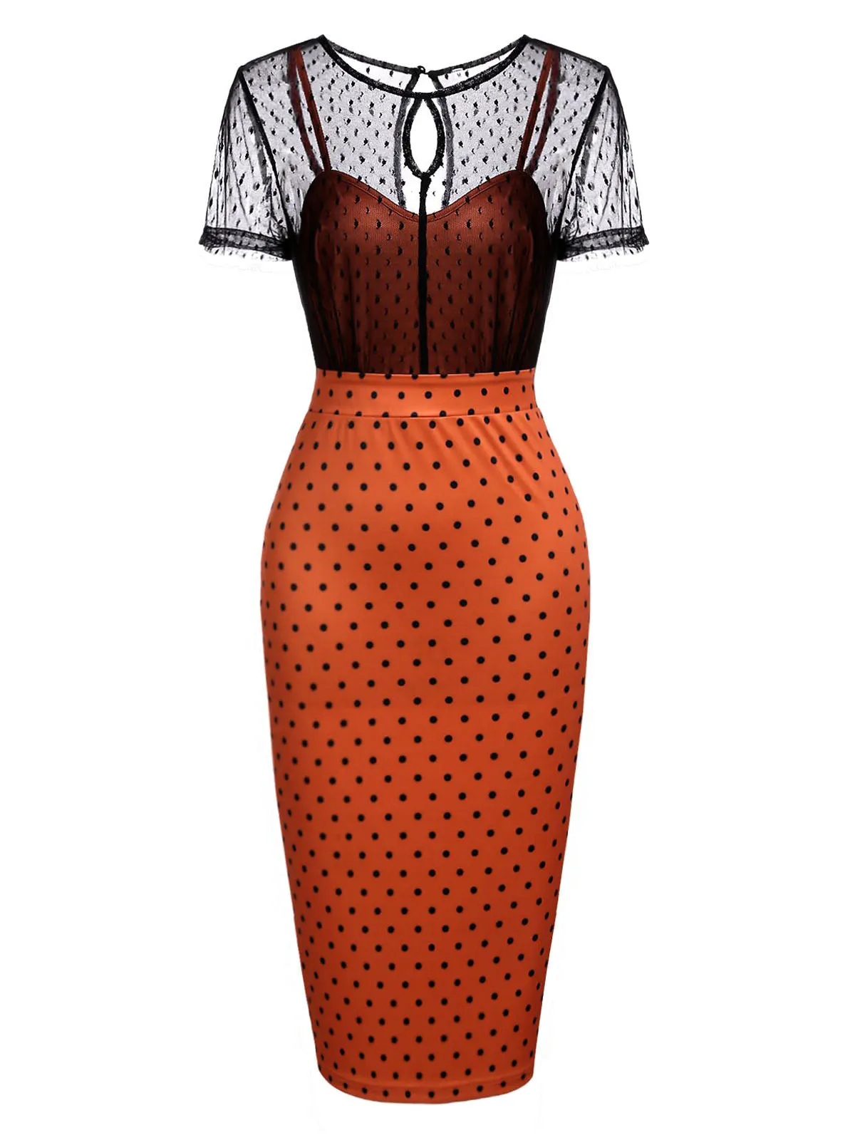 Orange 1960s Illusion Bodycon Dress sold by Retro Stage product image thumbnail 2