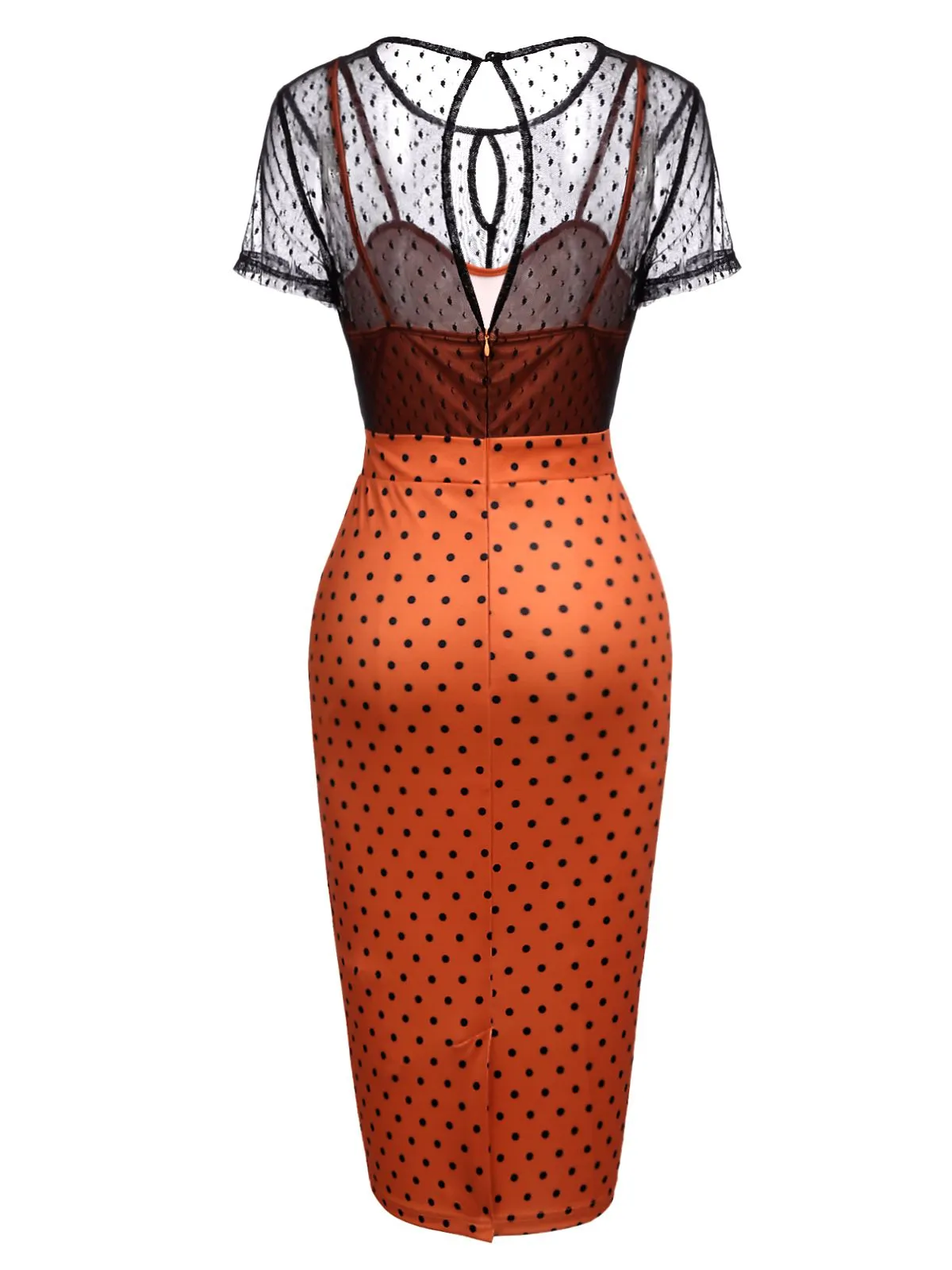 Orange 1960s Illusion Bodycon Dress sold by Retro Stage product image thumbnail 4