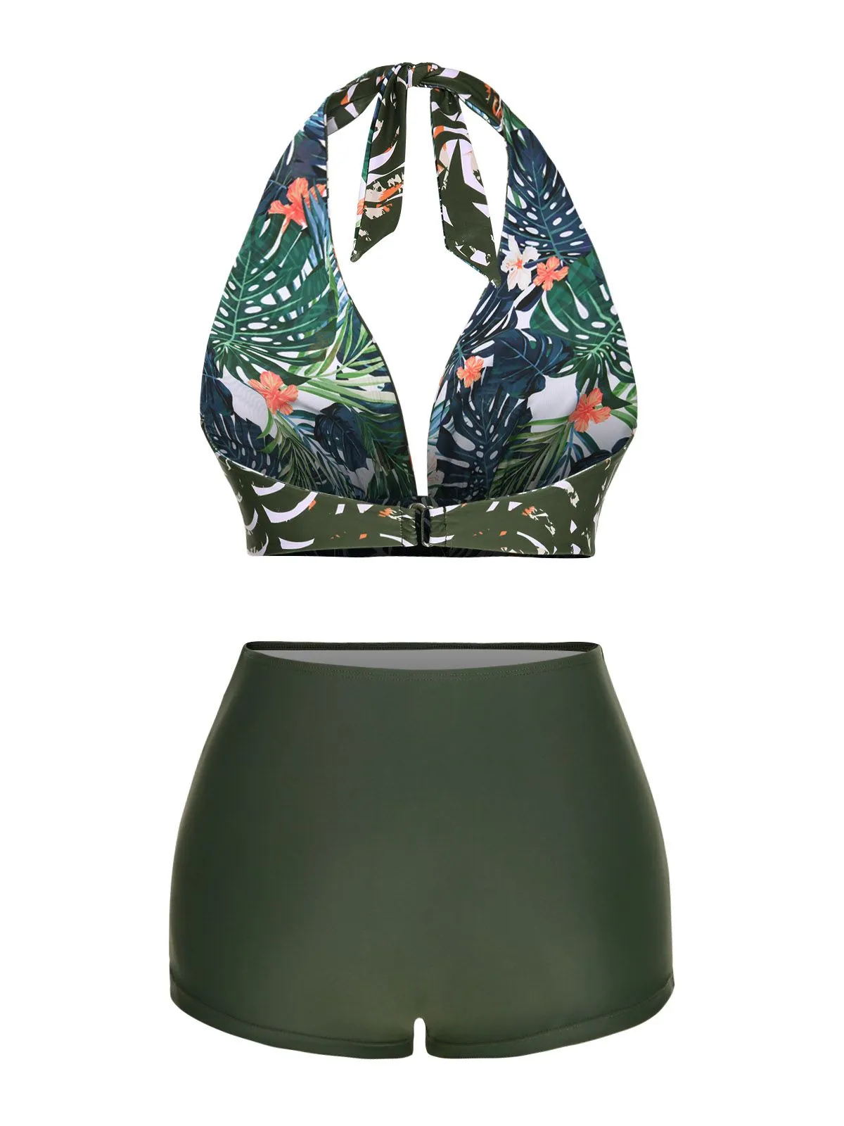 Dark Green 1930s Reversible Halter Swimsuit sold by Retro Stage product image thumbnail 3