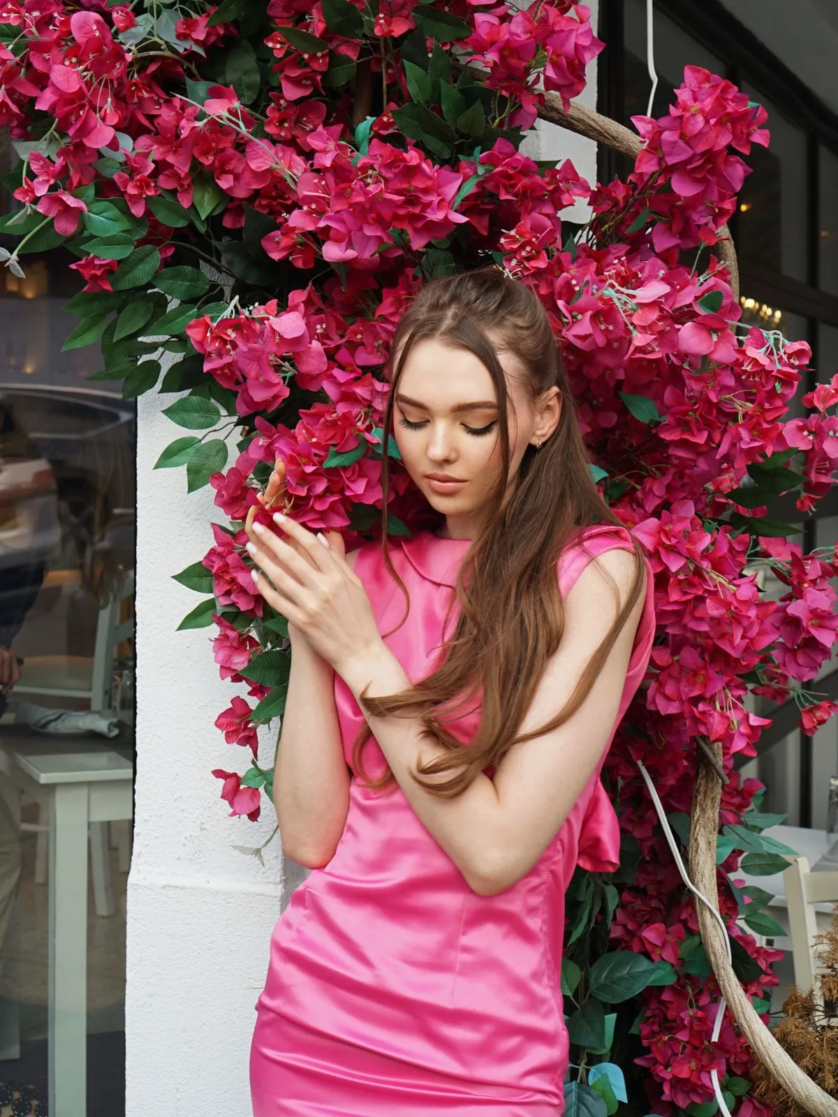 Rose Red 1960s Satin Solid Pencil Dress sold by Retro Stage