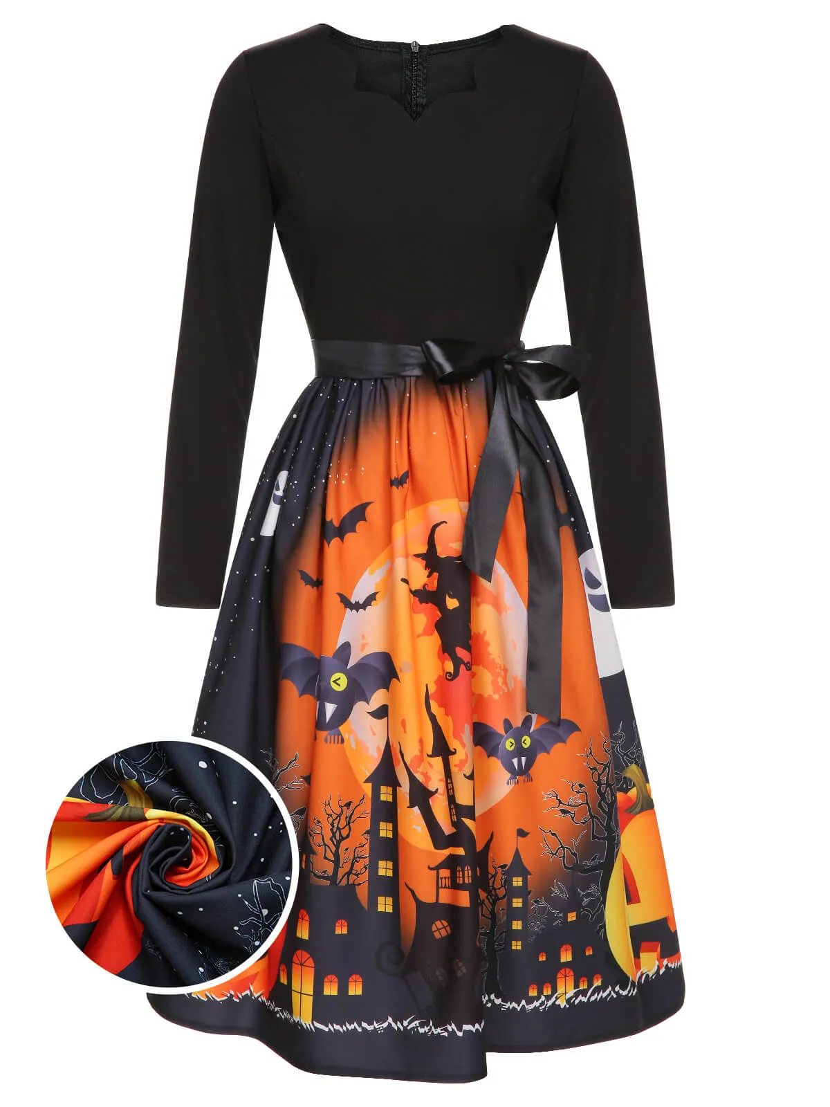1950s Black Halloween Long Sleeve Swing Dress sold by Retro Stage