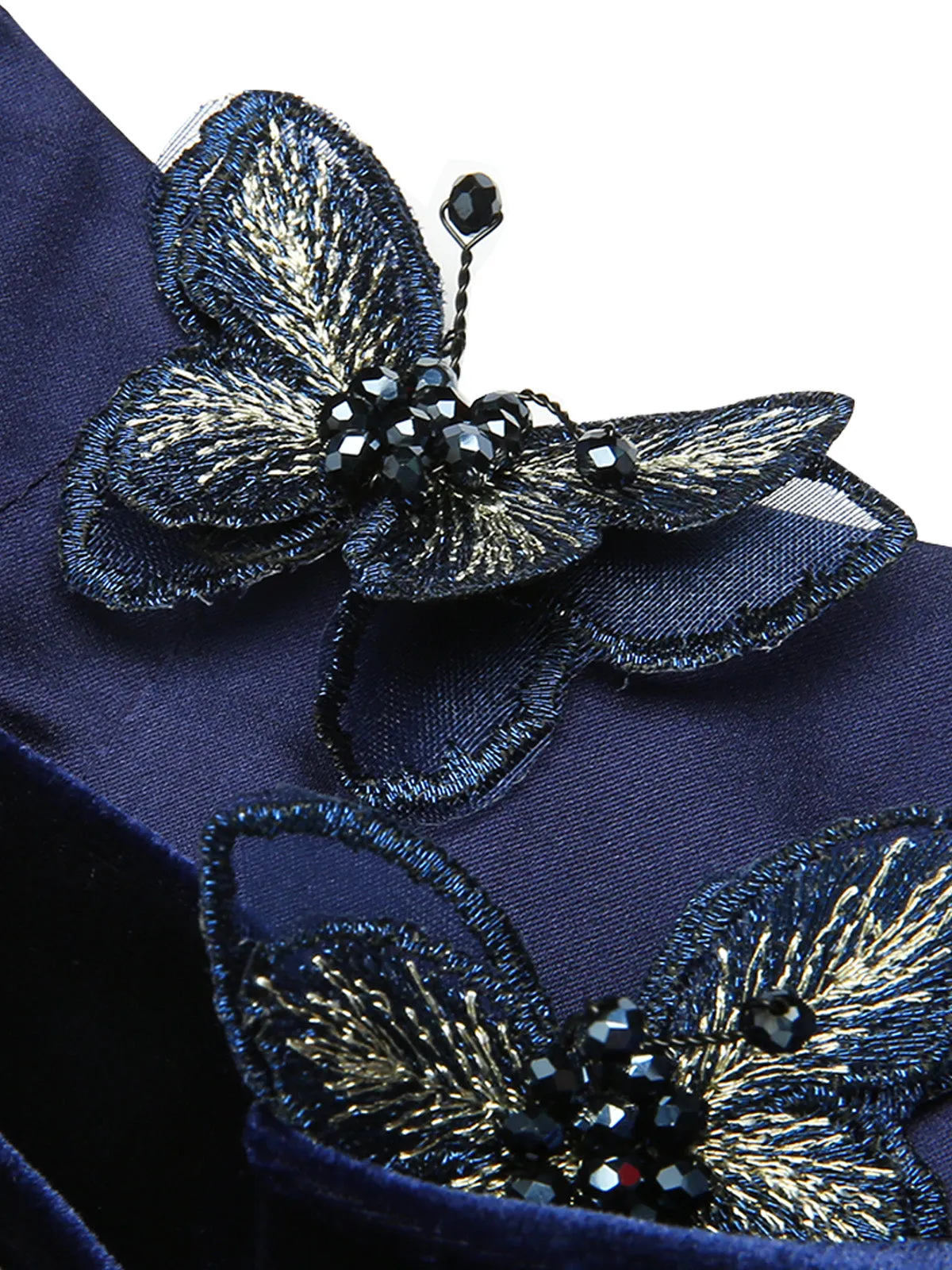 Blue 1960s 3D Butterfly Velvet Pencil Dress sold by Retro Stage product image thumbnail 5