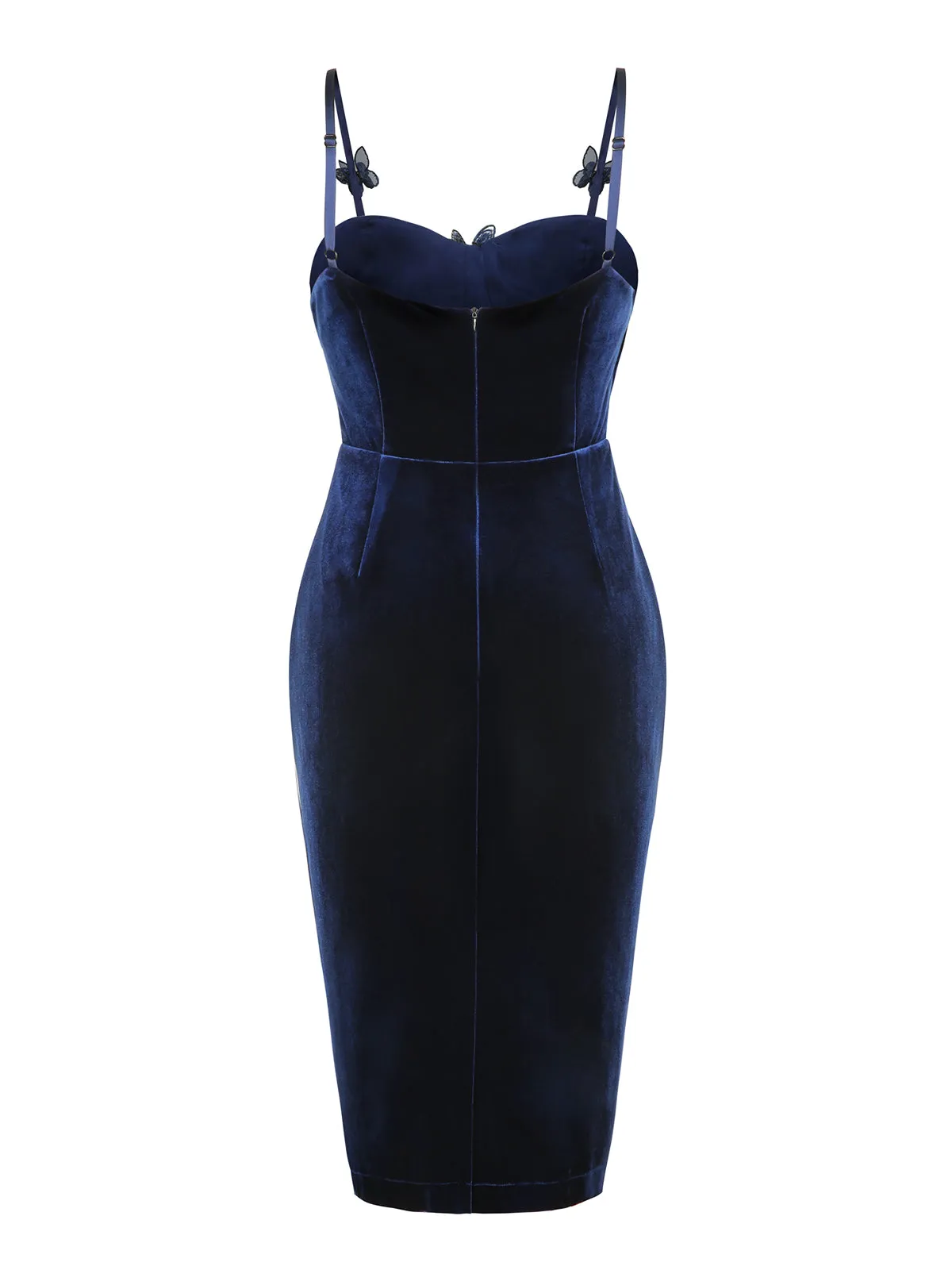 Blue 1960s 3D Butterfly Velvet Pencil Dress sold by Retro Stage product image thumbnail 3