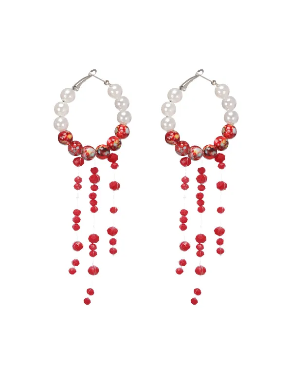 Halloween Blood Drop Pearl Tassel Earrings sold by Retro Stage