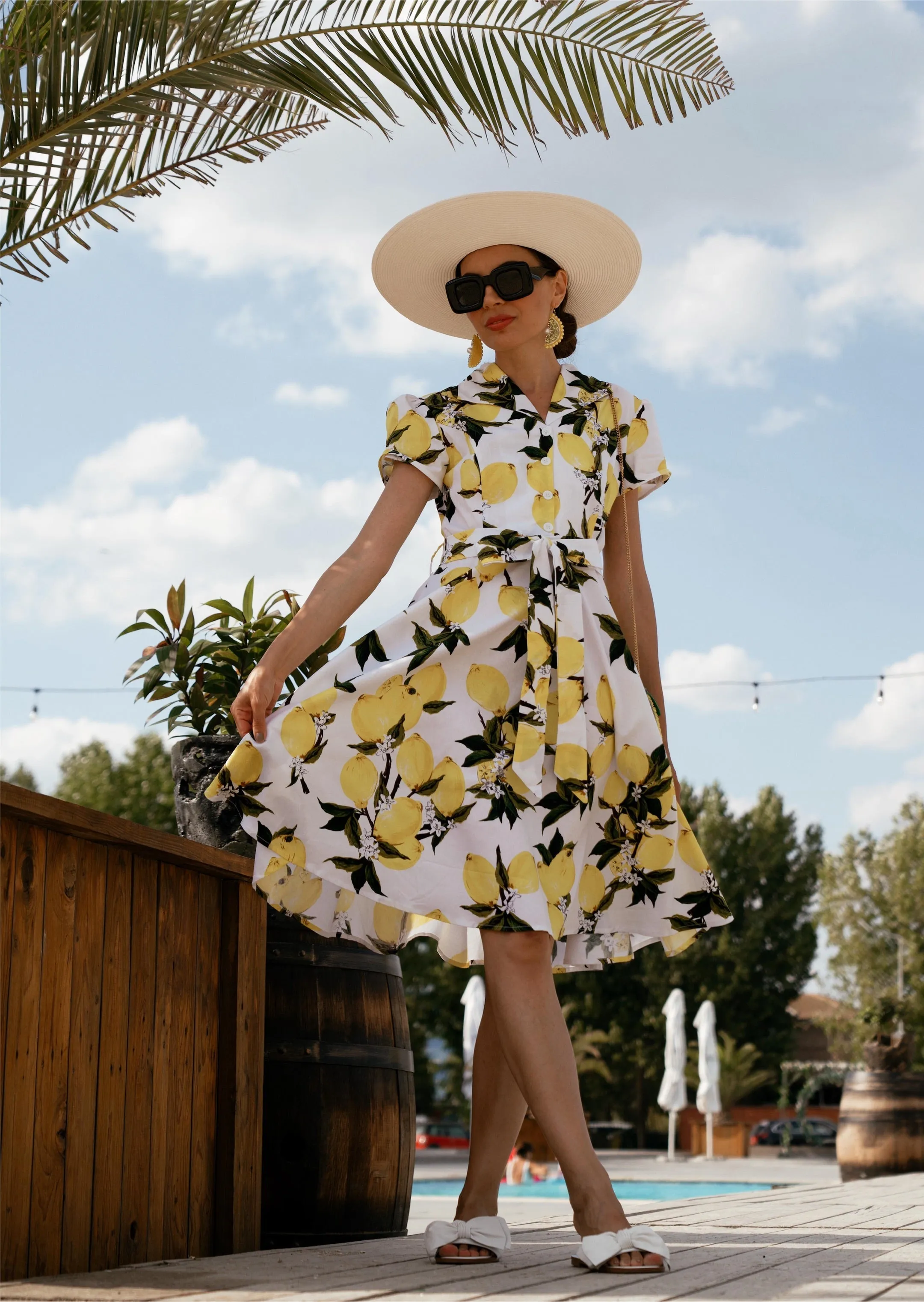 Yellow 1950s Lemon Bow Swing Dress sold by Retro Stage