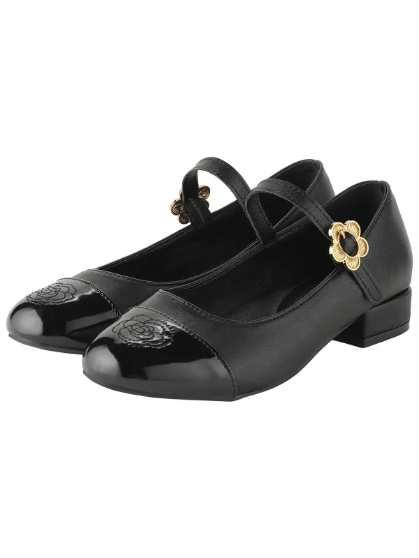 Round Toe Flower Buckled Shoes sold by Retro Stage