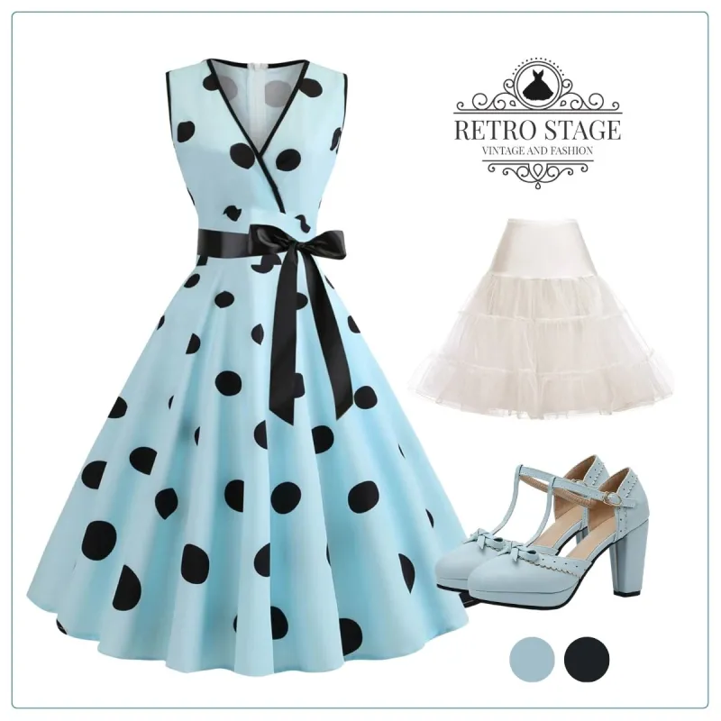 1950s Bow Polka Dot Swing Dress sold by Retro Stage