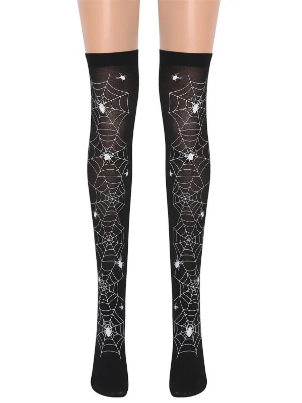 Black 1950s Halloween Thigh-High Socks sold by Retro Stage
