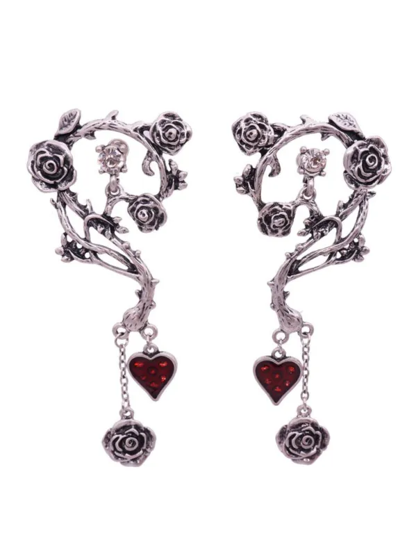 Halloween Rose & Heart Drop Earrings sold by Retro Stage