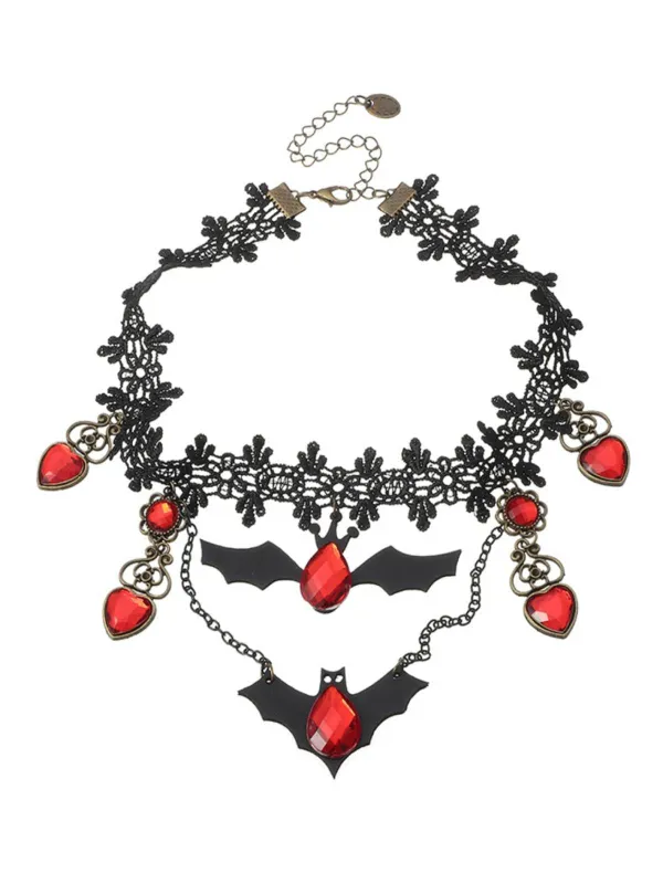 Retro Halloween Lace Bat Necklace sold by Retro Stage