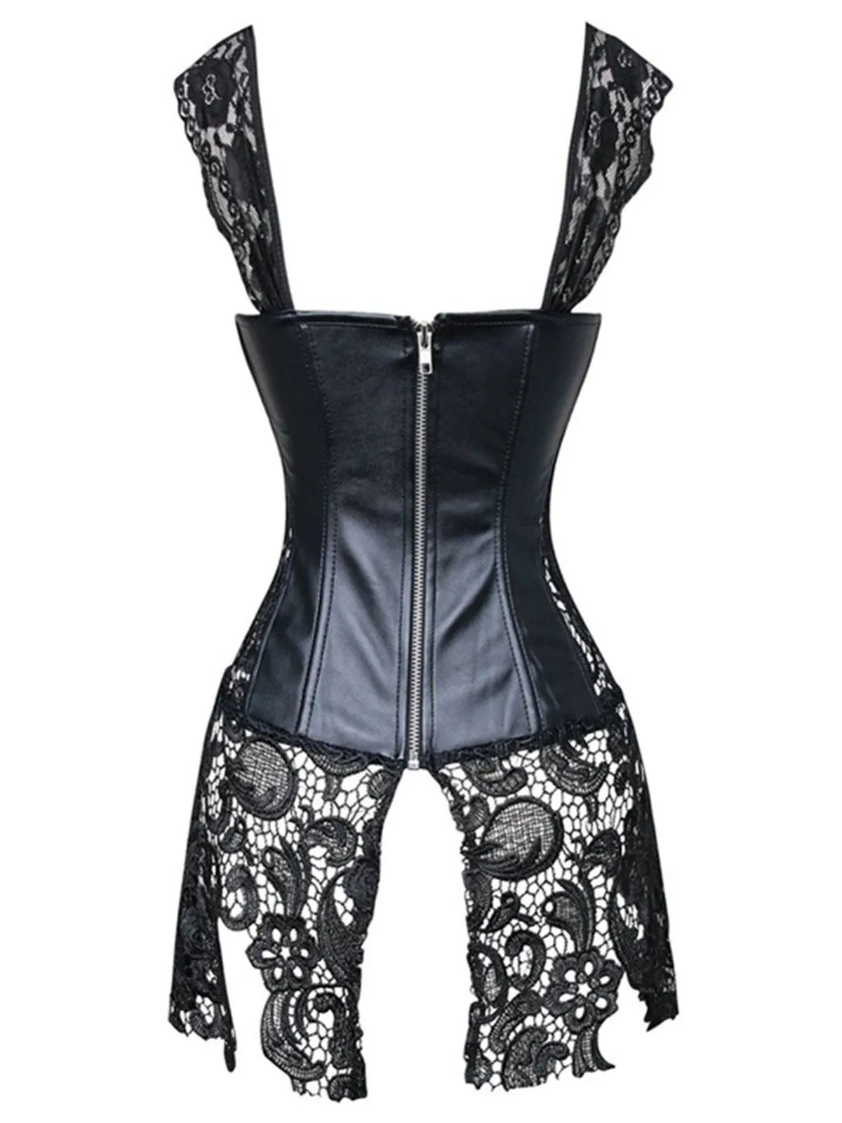 Black Steampunk Leather Gothic Lace Corset sold by Retro Stage product image thumbnail 3