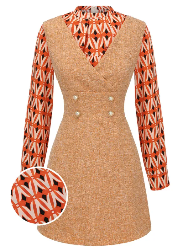 2PCS 1960s Orange Blouse & Tweed Mini Dress sold by Retro Stage