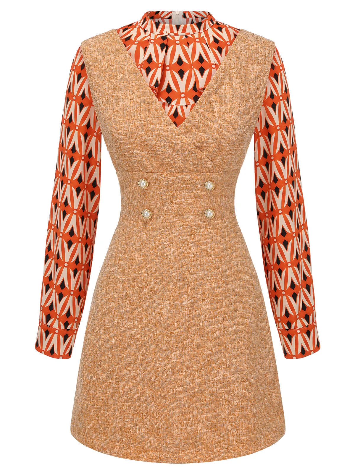 2PCS 1960s Orange Blouse & Tweed Mini Dress sold by Retro Stage product image thumbnail 2