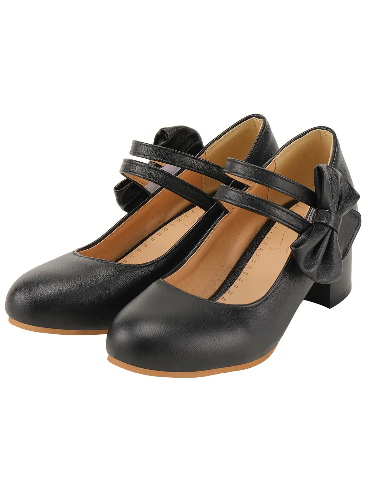 Black Bow Mary Jane Chunky Heel Shoes sold by Retro Stage