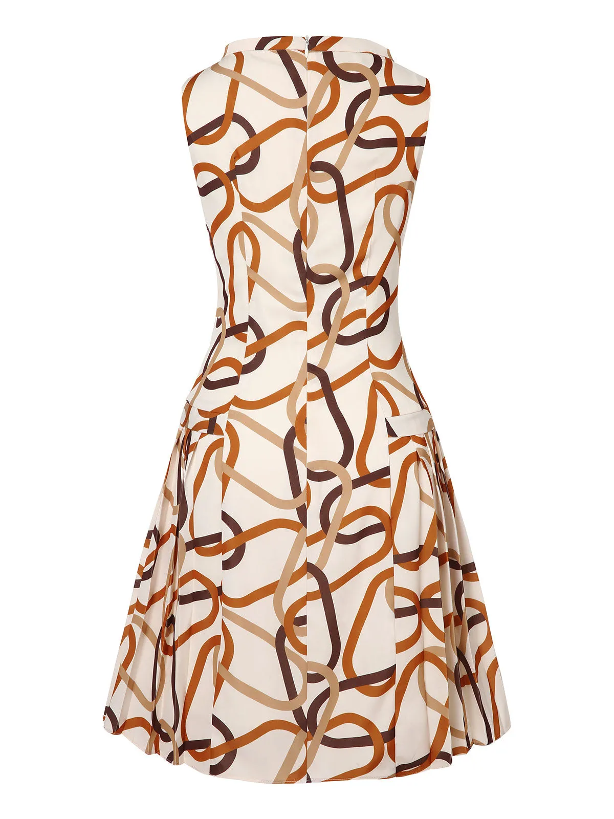 Yellow 1960s Stand Collar Printed Pleated Dress sold by Retro Stage product image thumbnail 5