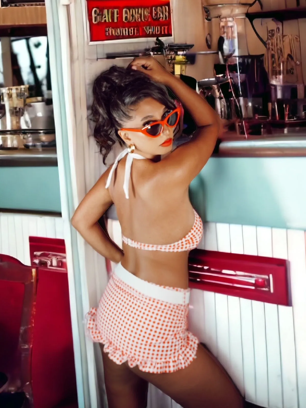 Retro Red Plaid Halter Bikini Set sold by Retro Stage product image thumbnail 2