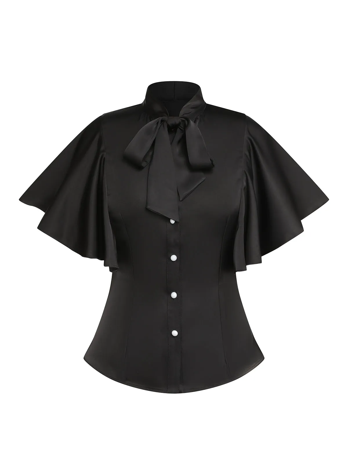 2PCS 1950s Black Solid Blouse & Suspender Skirt sold by Retro Stage product image thumbnail 3