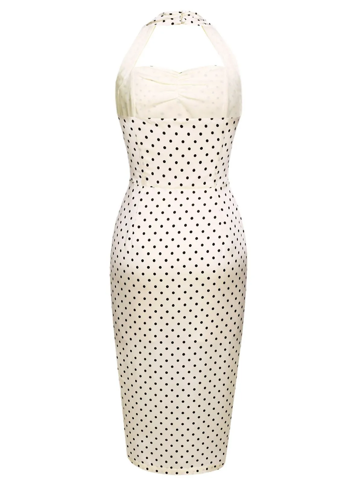 2PCS Polka Dot Ivory Pencil Dress & Sky Blue Strap Dress sold by Retro Stage product image thumbnail 5