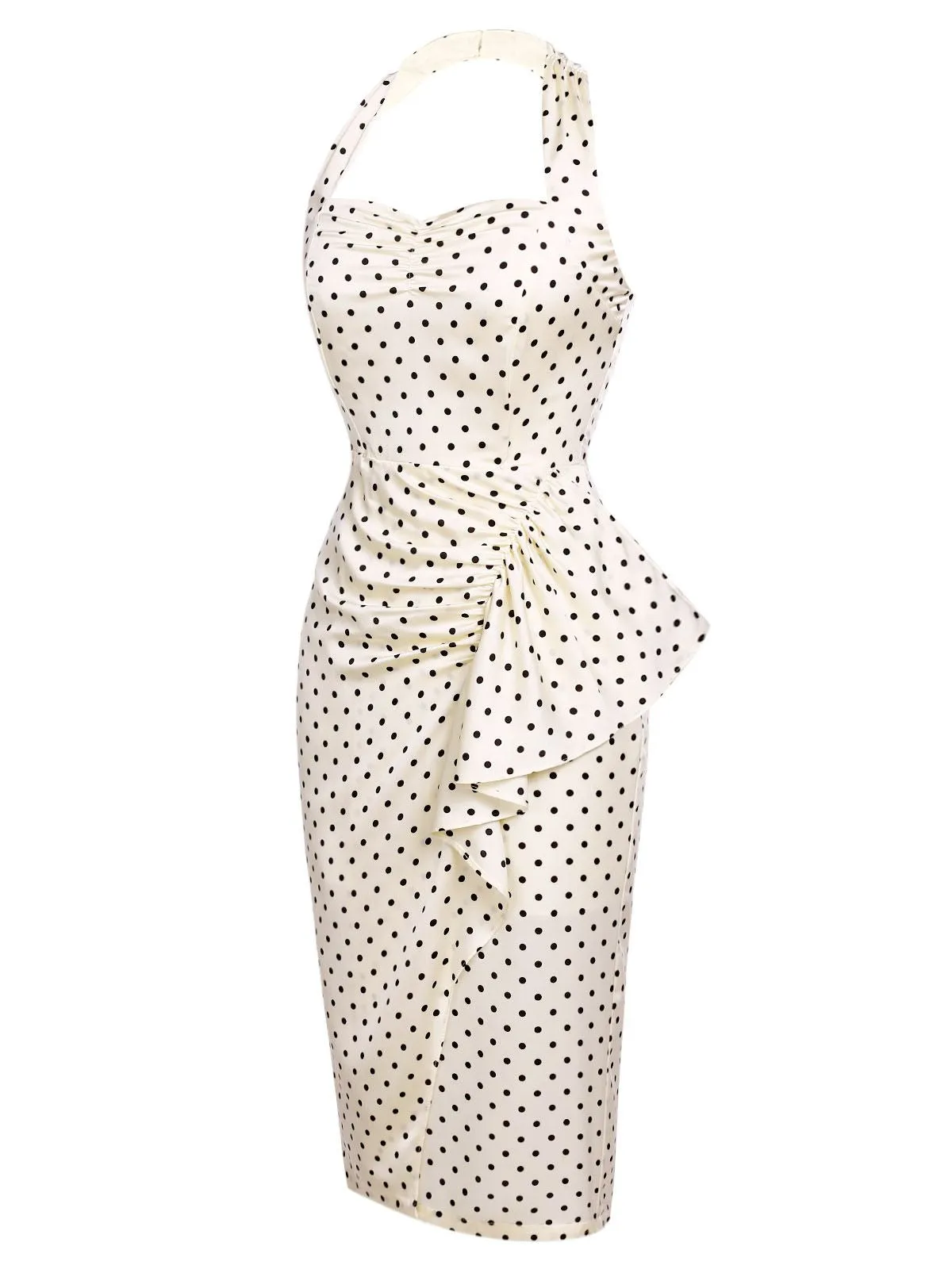 2PCS Polka Dot Ivory Pencil Dress & Sky Blue Strap Dress sold by Retro Stage product image thumbnail 4