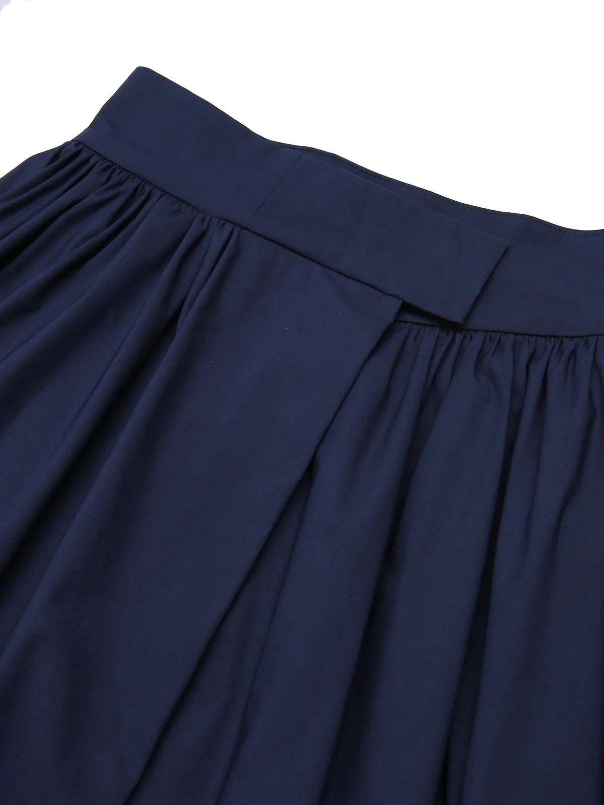 Dark Blue Gray 1960s Solid Umbrella Skirt sold by Retro Stage product image thumbnail 4