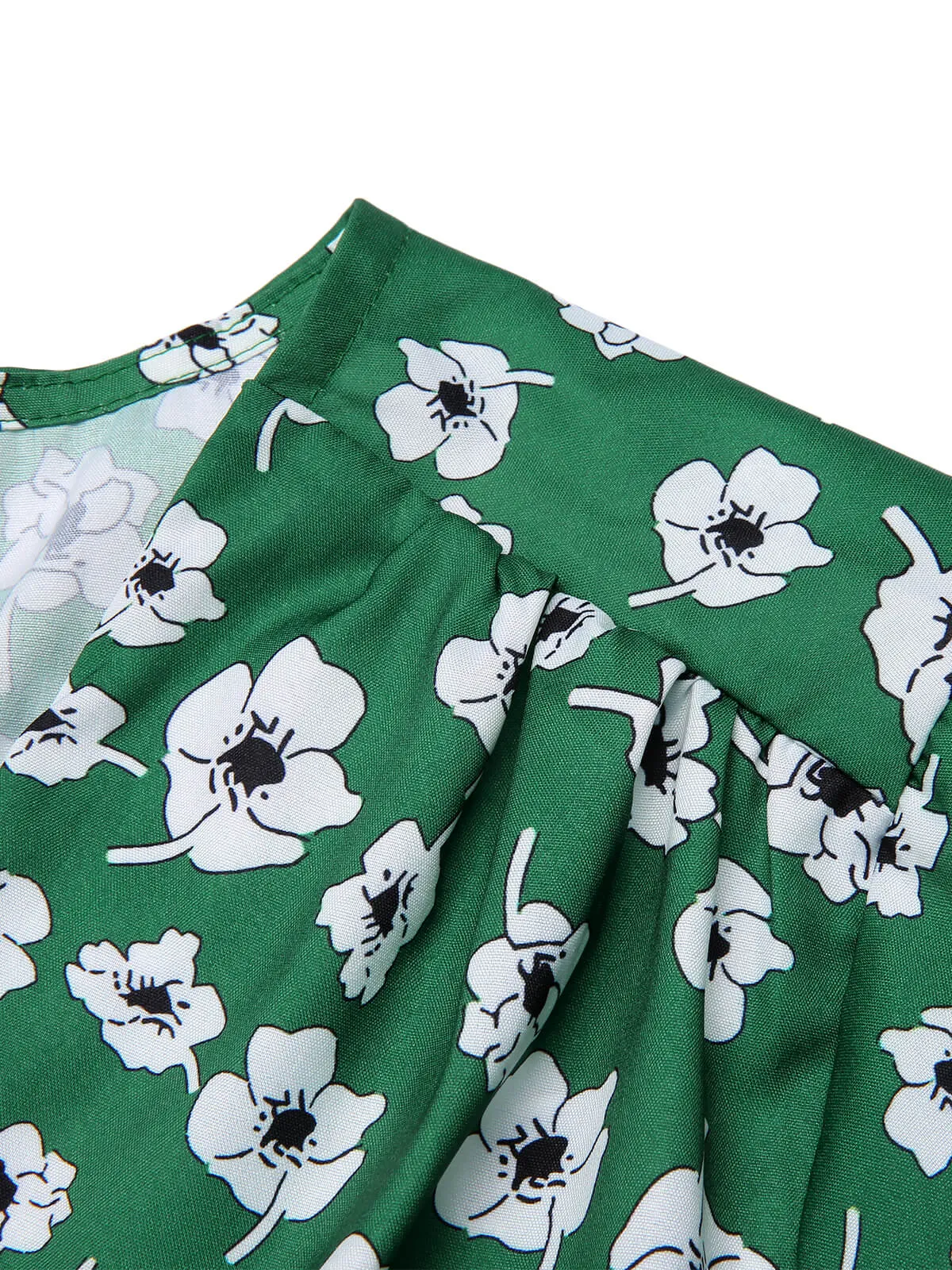 Green 1940s V-Neck Floral Dress sold by Retro Stage product image thumbnail 5