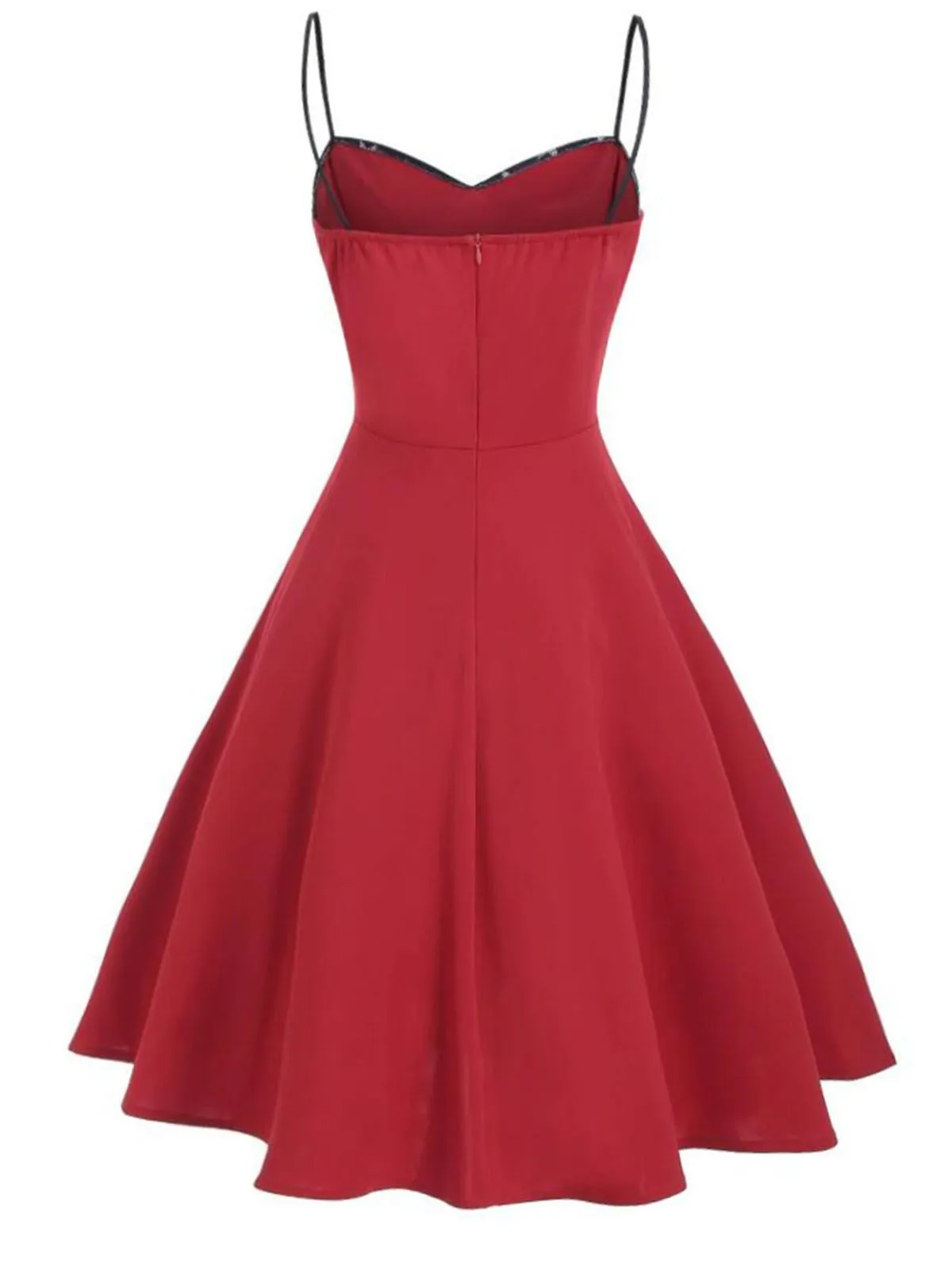 Red 1950s Stars Patchwork Strap Dress sold by Retro Stage product image thumbnail 4