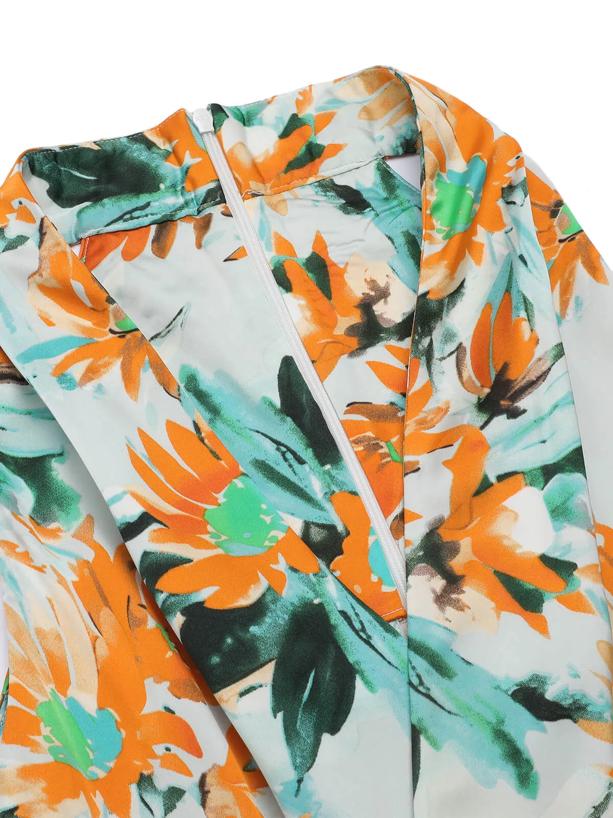 Orange 1950s Painted Sunflower V-Neck Romper sold by Retro Stage product image thumbnail 5