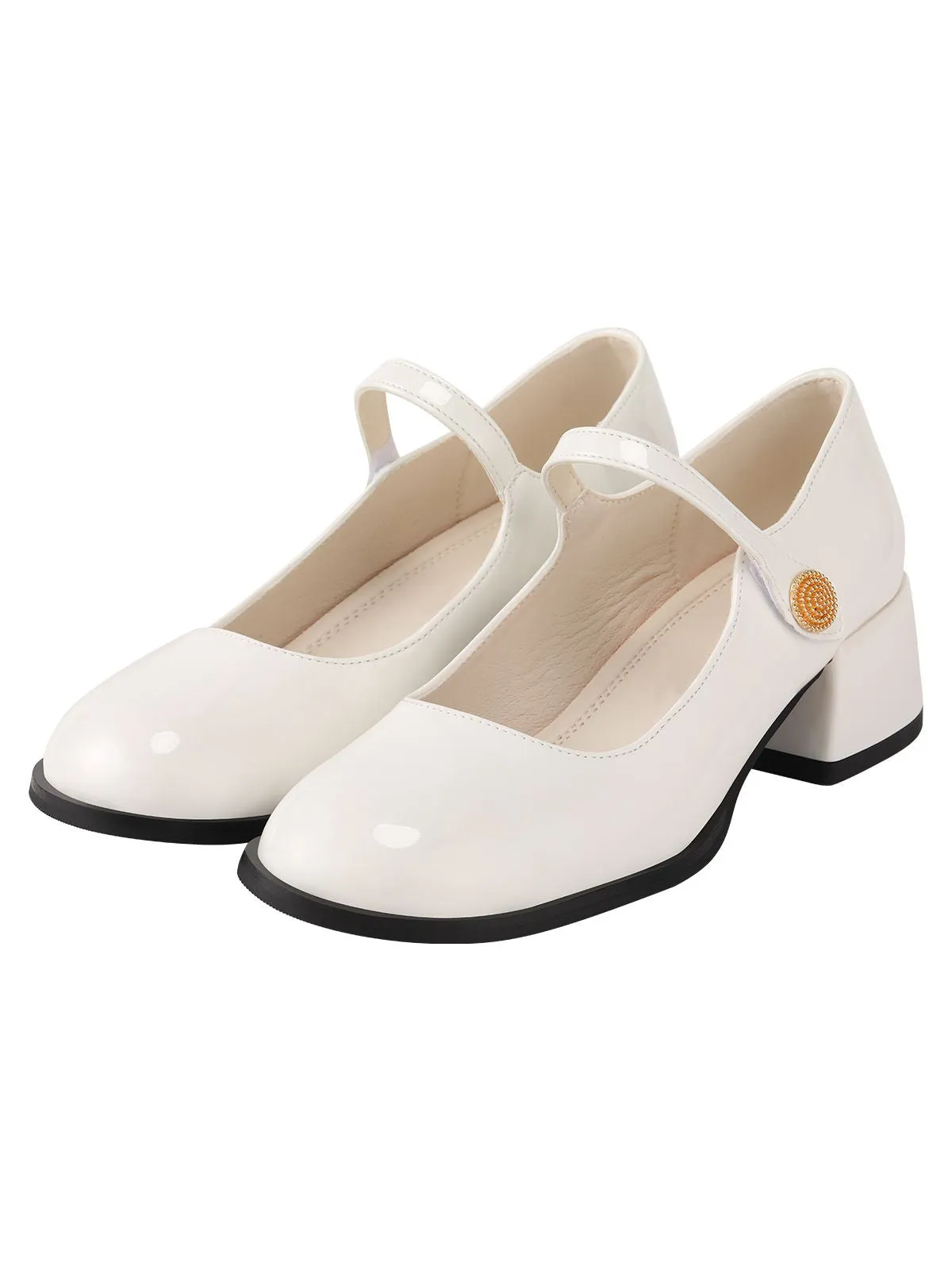 White Retro Strap Chunky High Heels sold by Retro Stage