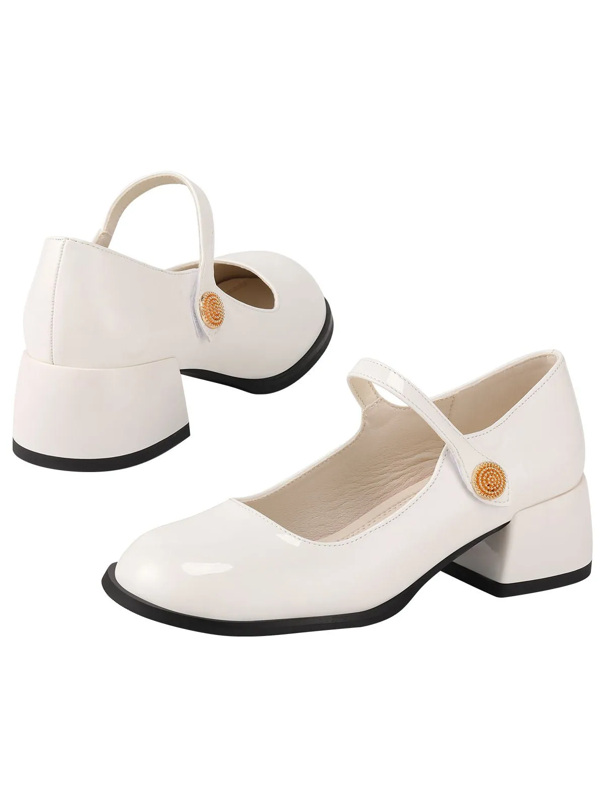 White Retro Strap Chunky High Heels sold by Retro Stage product image thumbnail 2