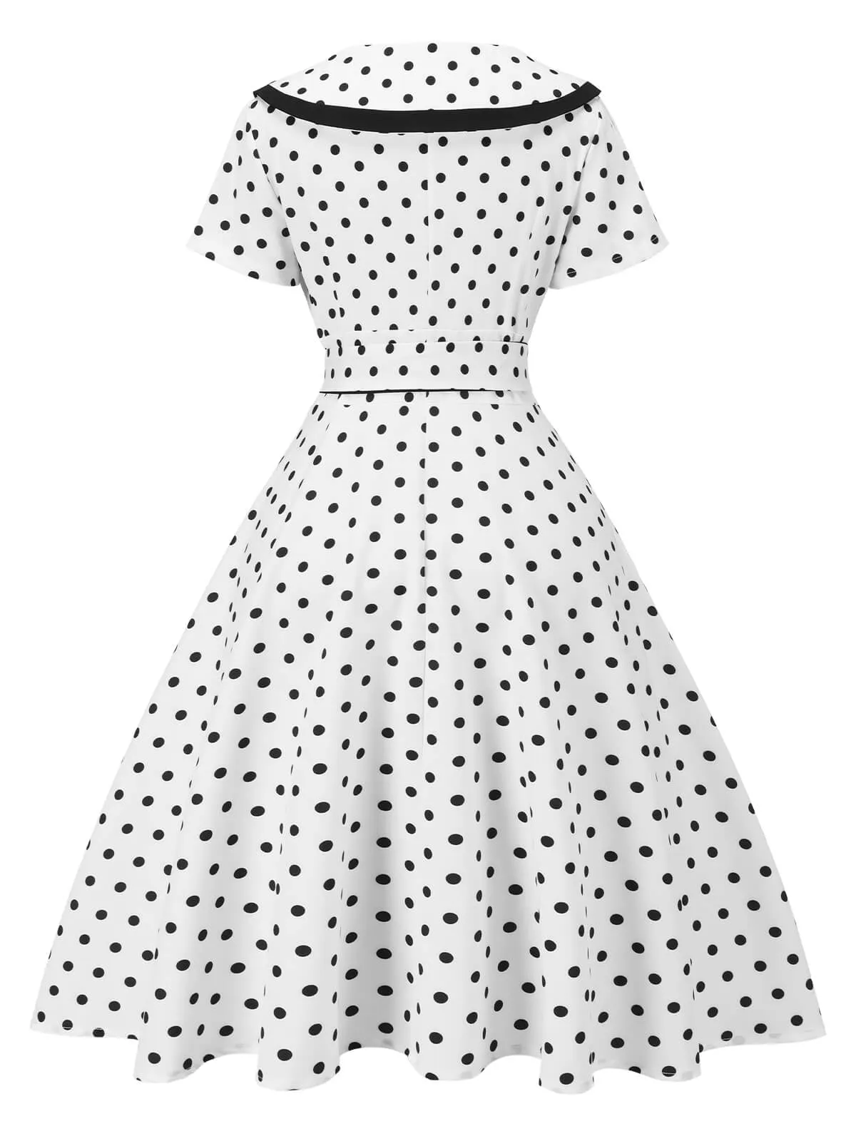 White 1940s Polka Dot Lapel Dress sold by Retro Stage product image thumbnail 2