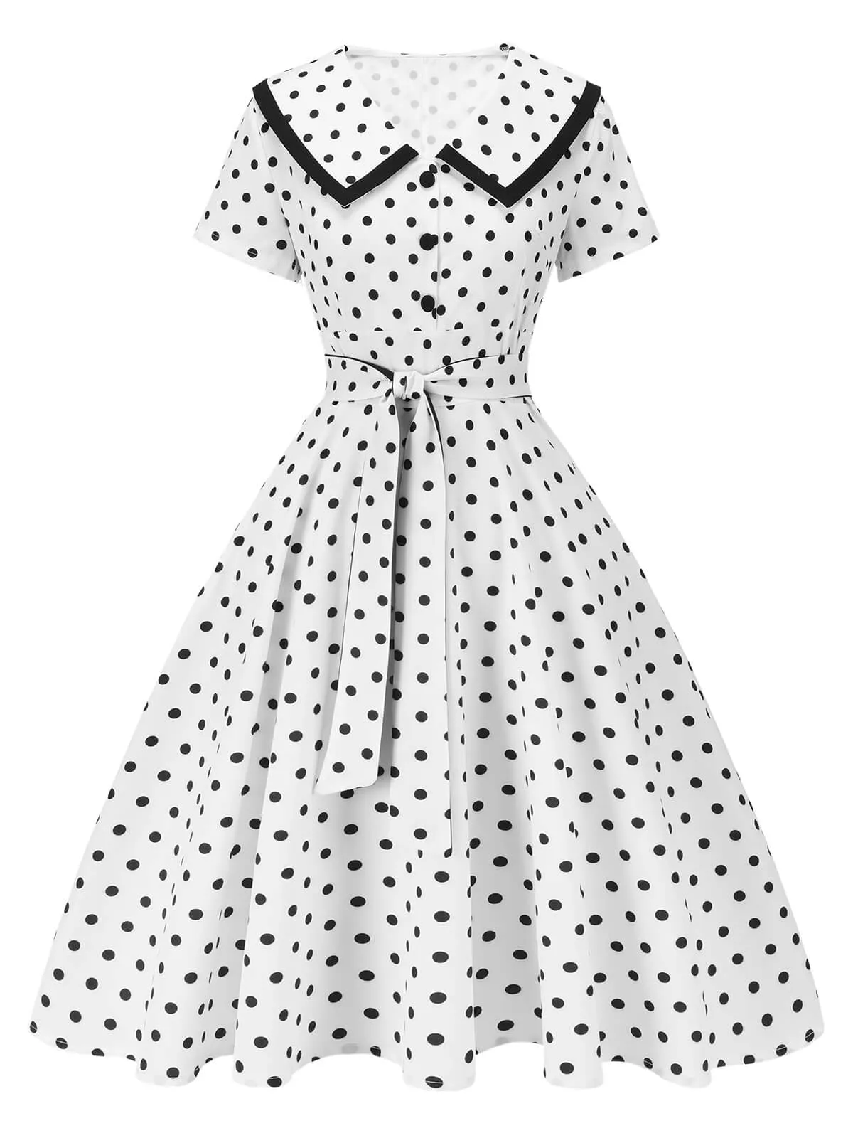 White 1940s Polka Dot Lapel Dress sold by Retro Stage