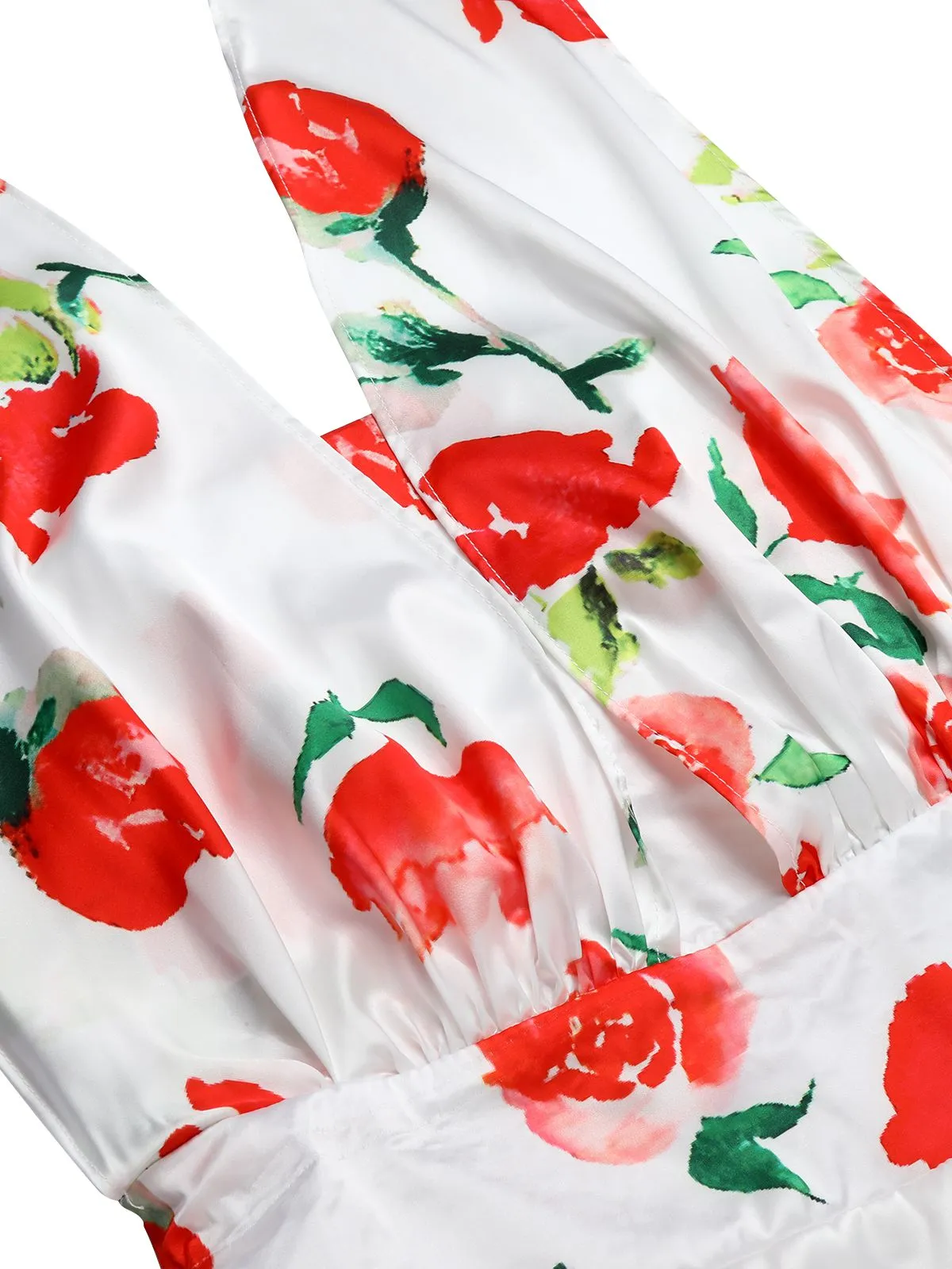 White 1950s Watercolor Rose Halter Dress sold by Retro Stage product image thumbnail 5