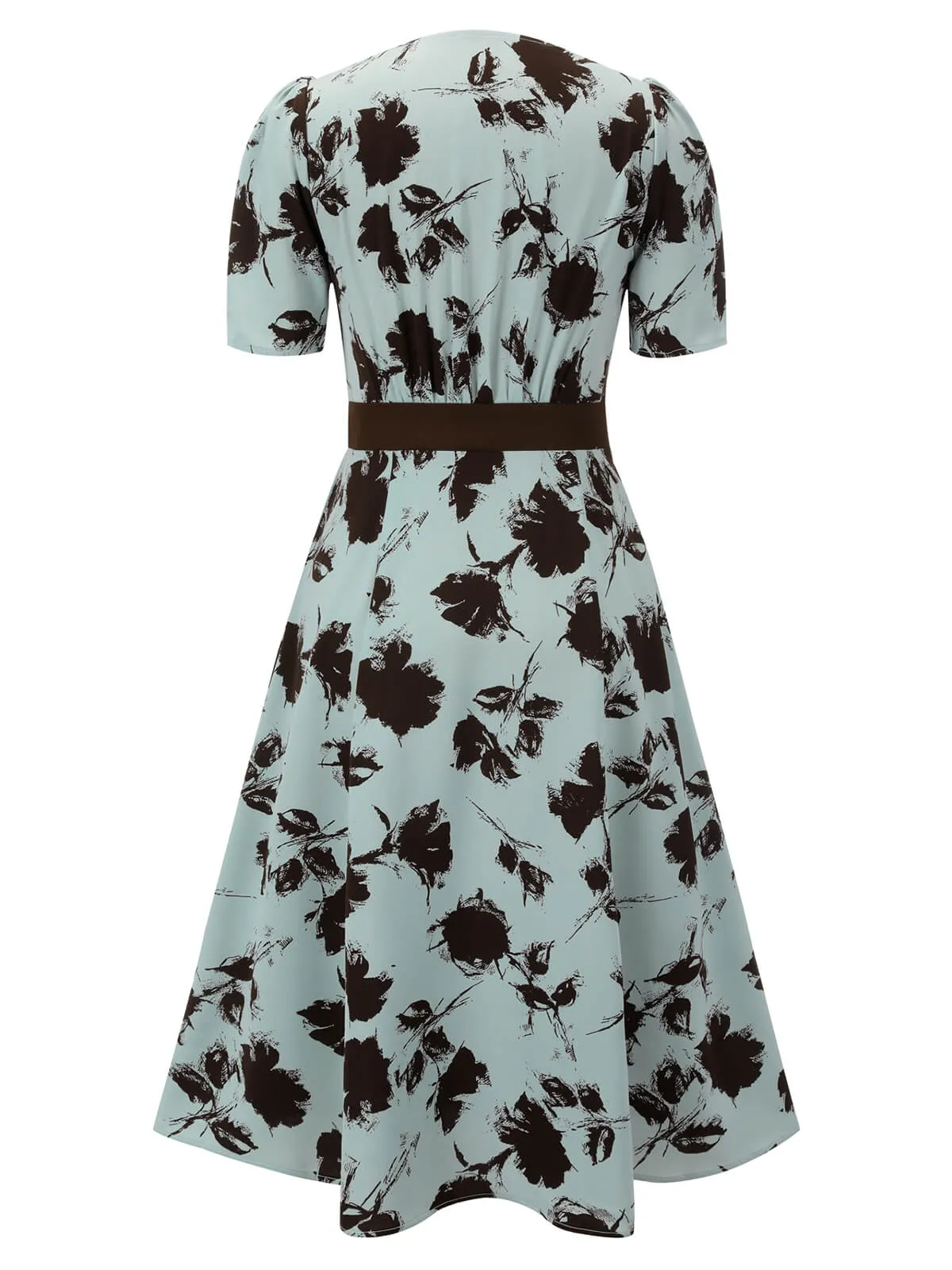 1940s Blue Floral Dress With Bow Belt sold by Retro Stage product image thumbnail 4