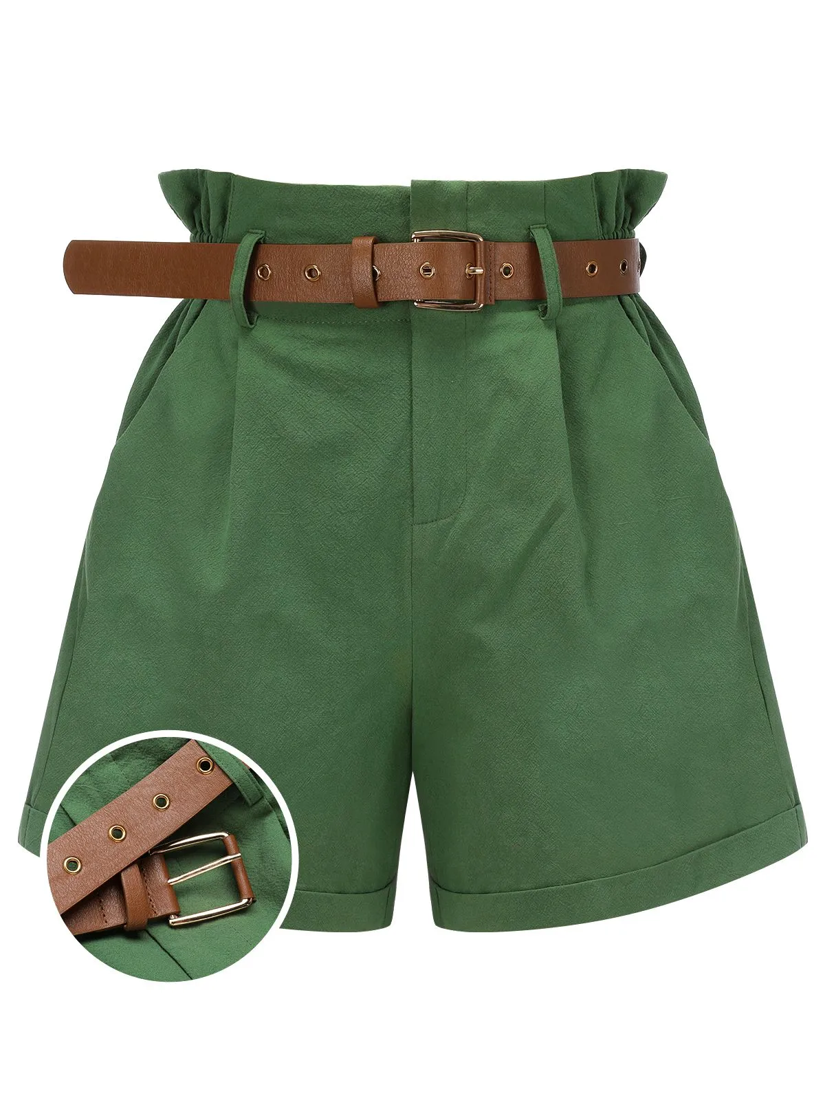 Dark Green 1960s Solid Vintage Shorts sold by Retro Stage product image thumbnail 4