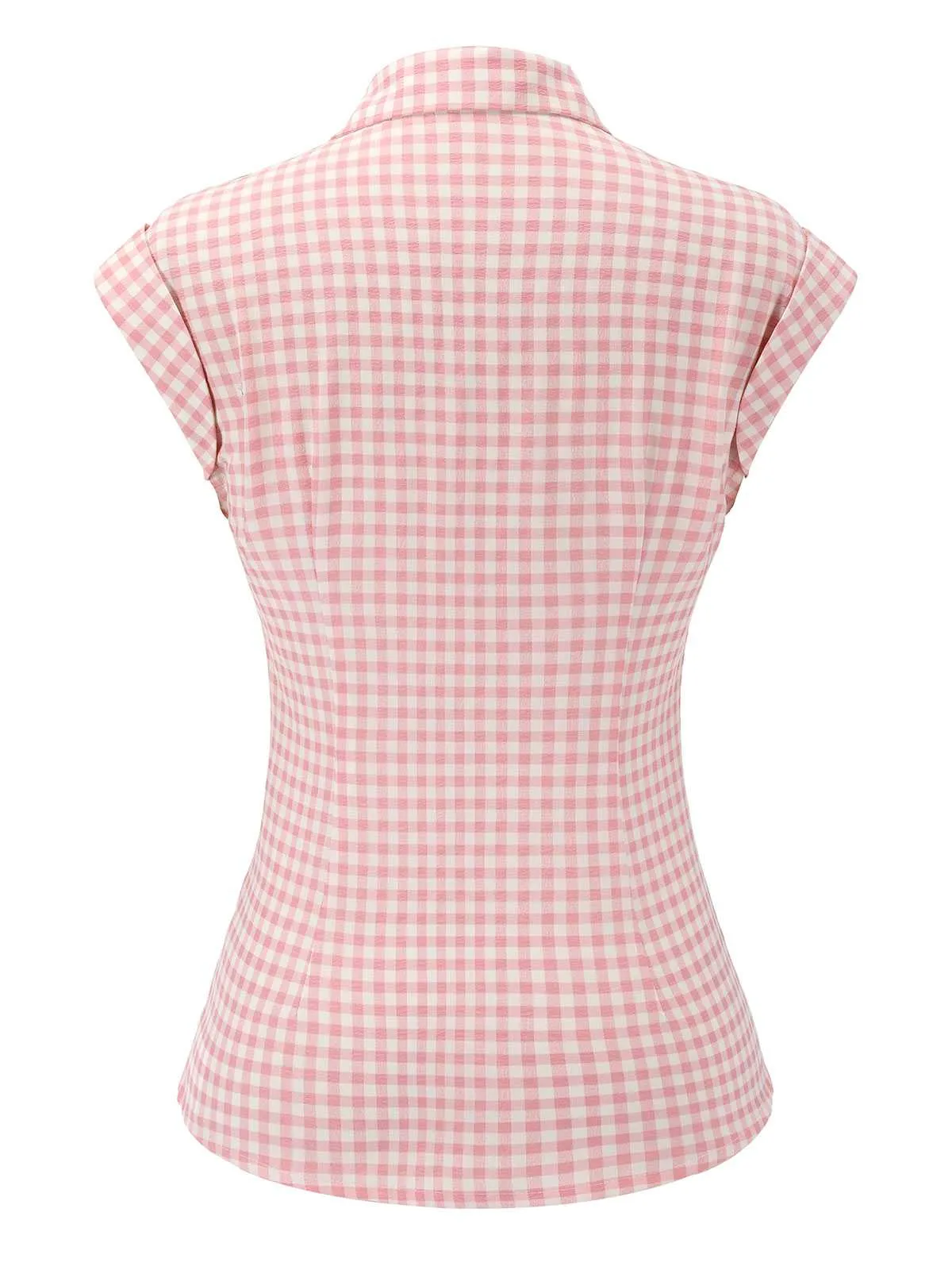 Pink 1950s Gingham Plaid Lapel Shirt sold by Retro Stage product image thumbnail 4