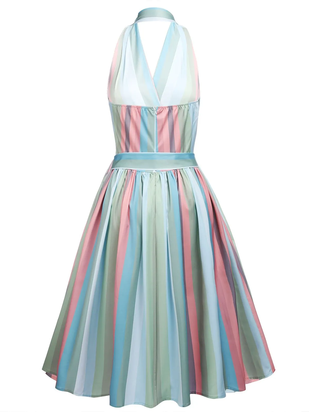 Rainbow 1950s Stripe Pocket Swing Dress sold by Retro Stage product image thumbnail 3