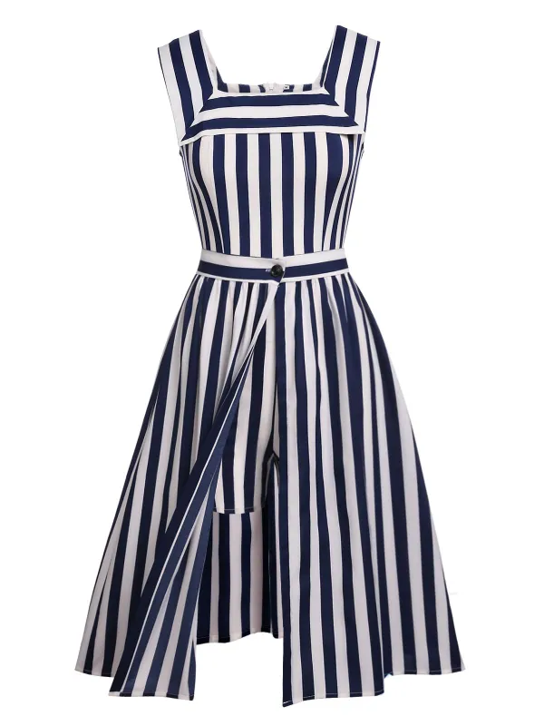 Navy 1950s Stripes Sailor Romper & Skirt sold by Retro Stage