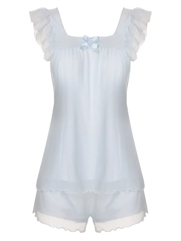 Light Blue 1950s Square Collar Pajamas sold by Retro Stage