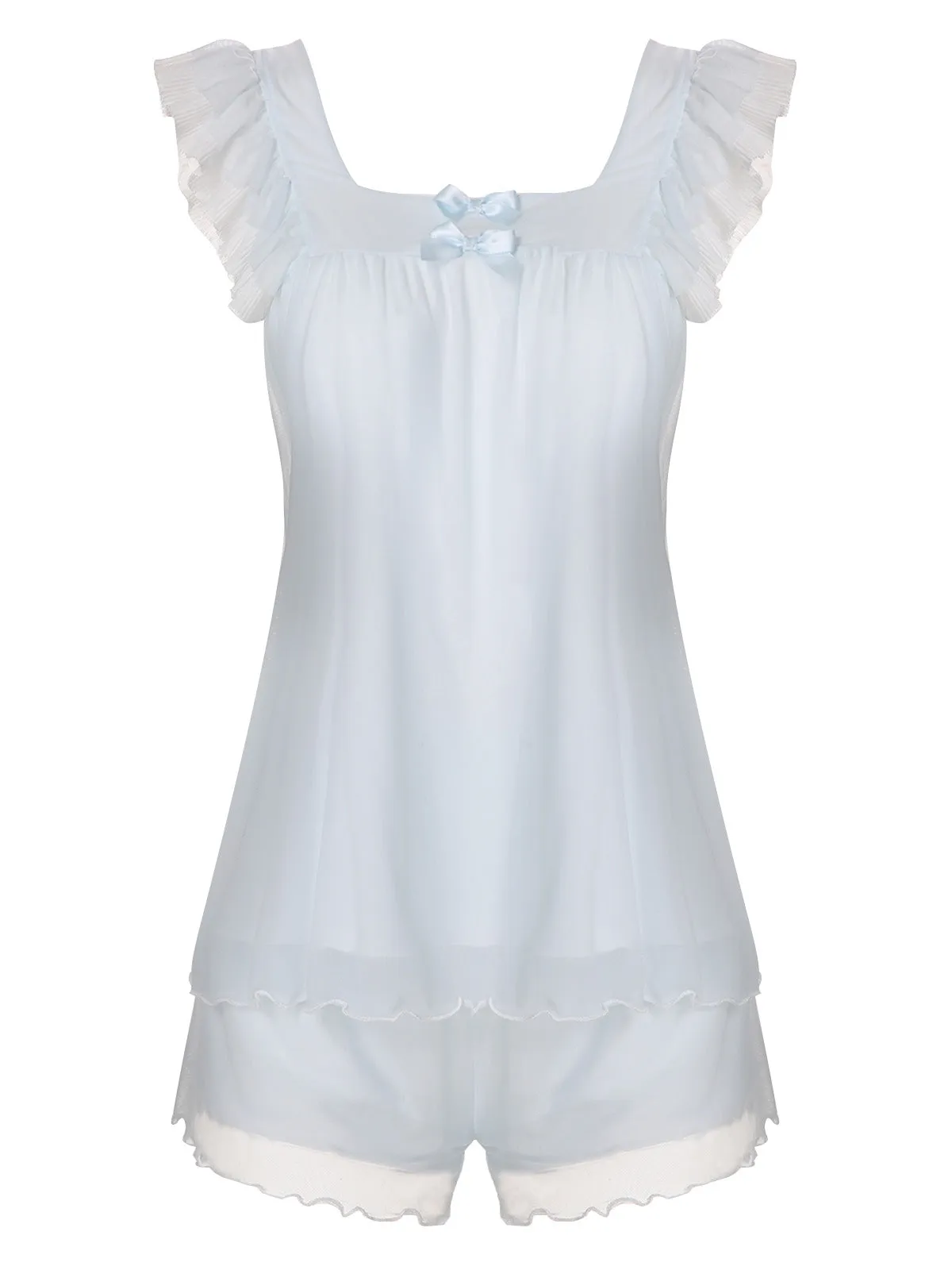 Light Blue 1950s Square Collar Pajamas sold by Retro Stage